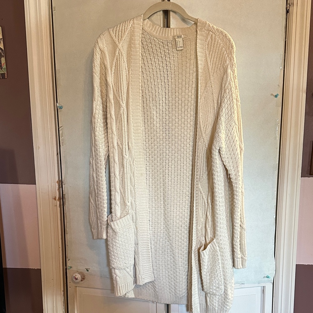 Forever 21 Cream Knit Cardigan